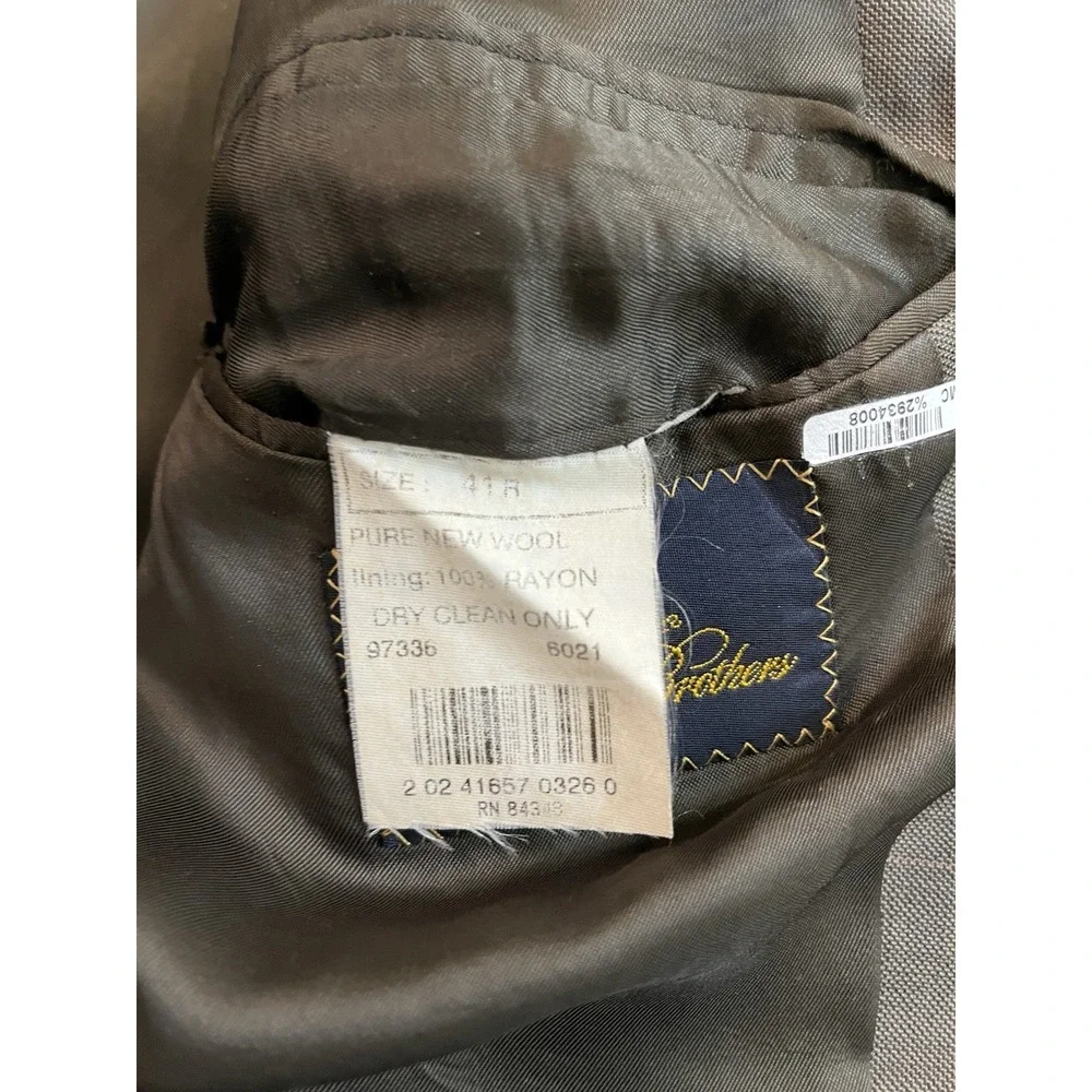 Brooks Brothers Pure New Wool Sport Coat‎ Windowpane Men's 41R Suit Blazer